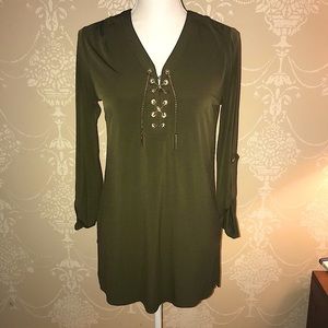 Michael Kors olive green flowy long sleeve top